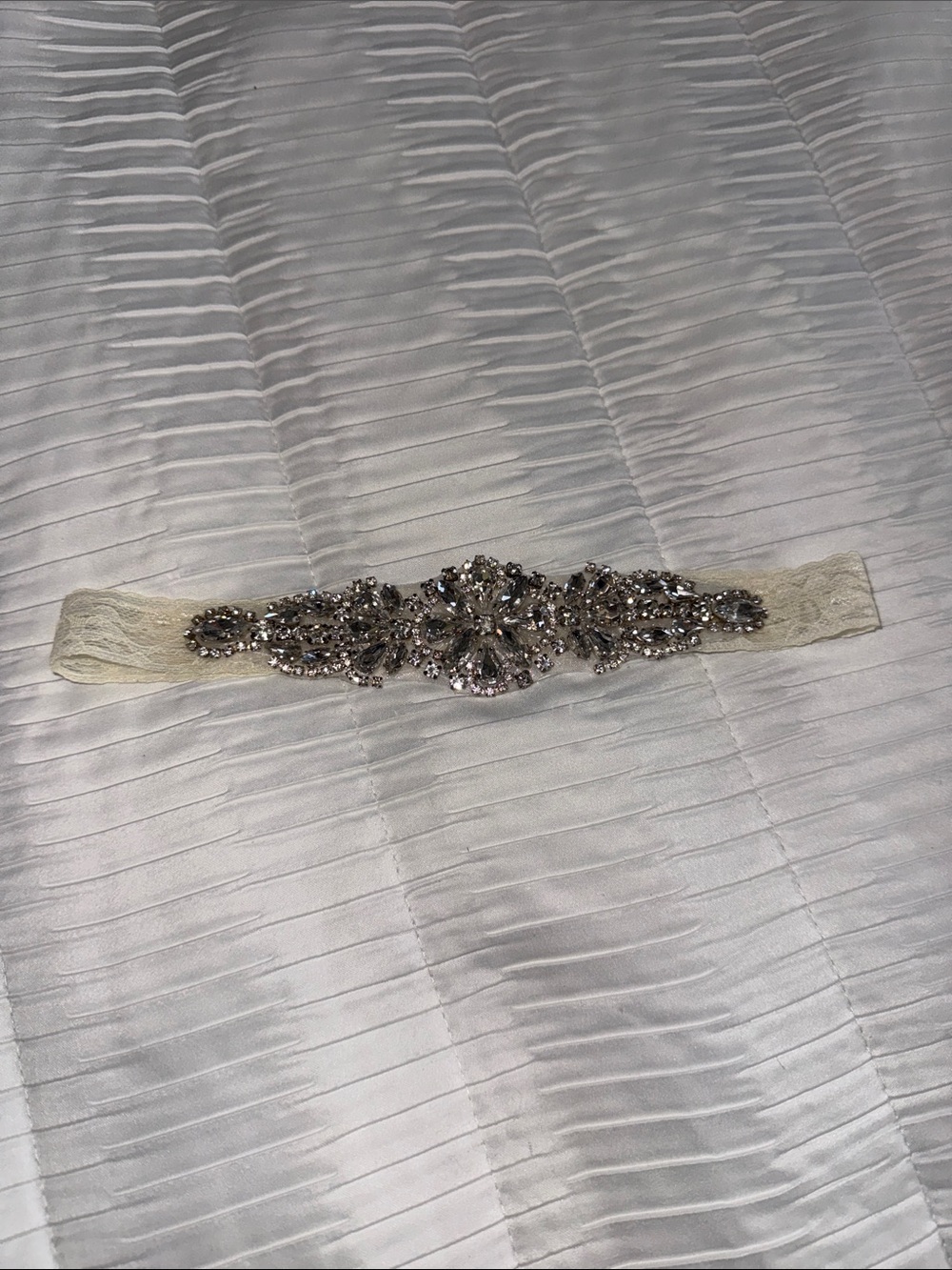 Crystal Embellished Lace Bridal Garter - Ivory